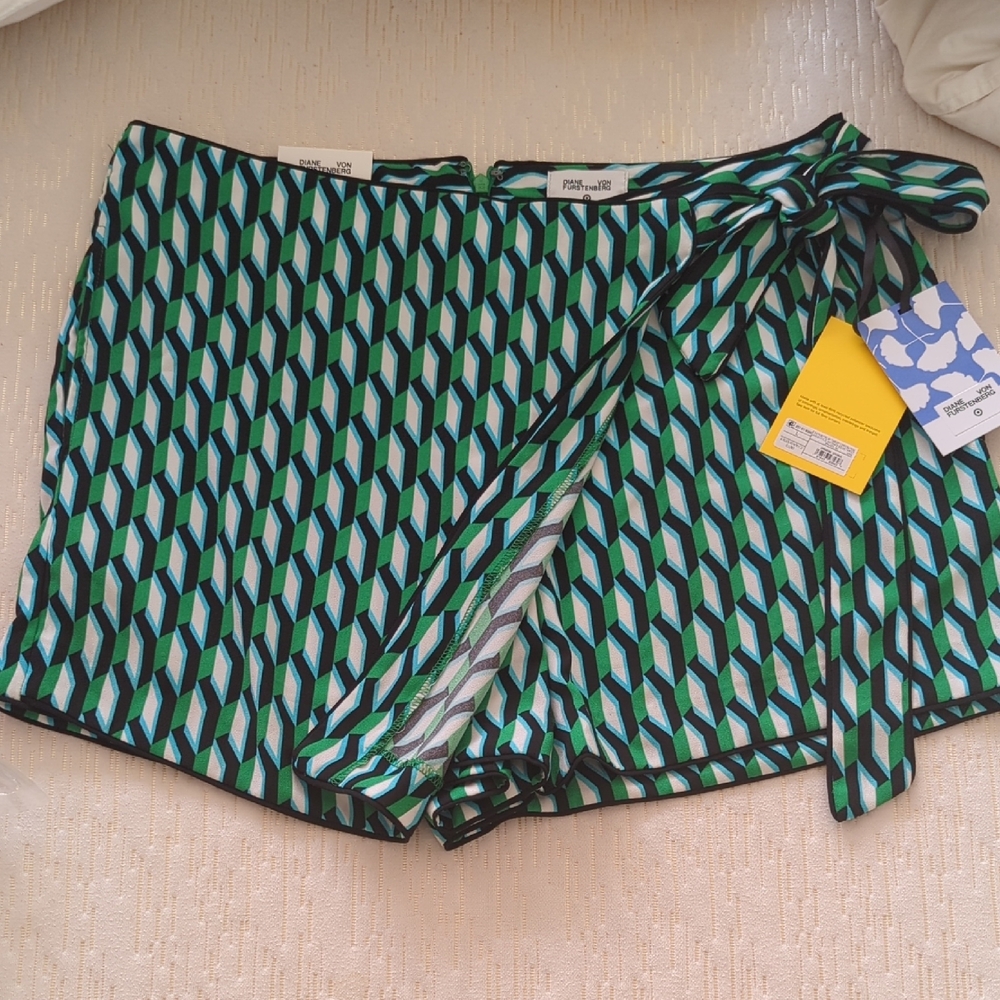 Diane Von Furstenberg for Target Green and Blue Chevron Mini Skort